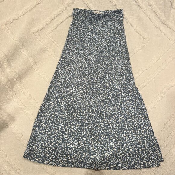 Altar'd State Amora Floral Midi Skirt, Dusty Blue - Picture 3 of 6
